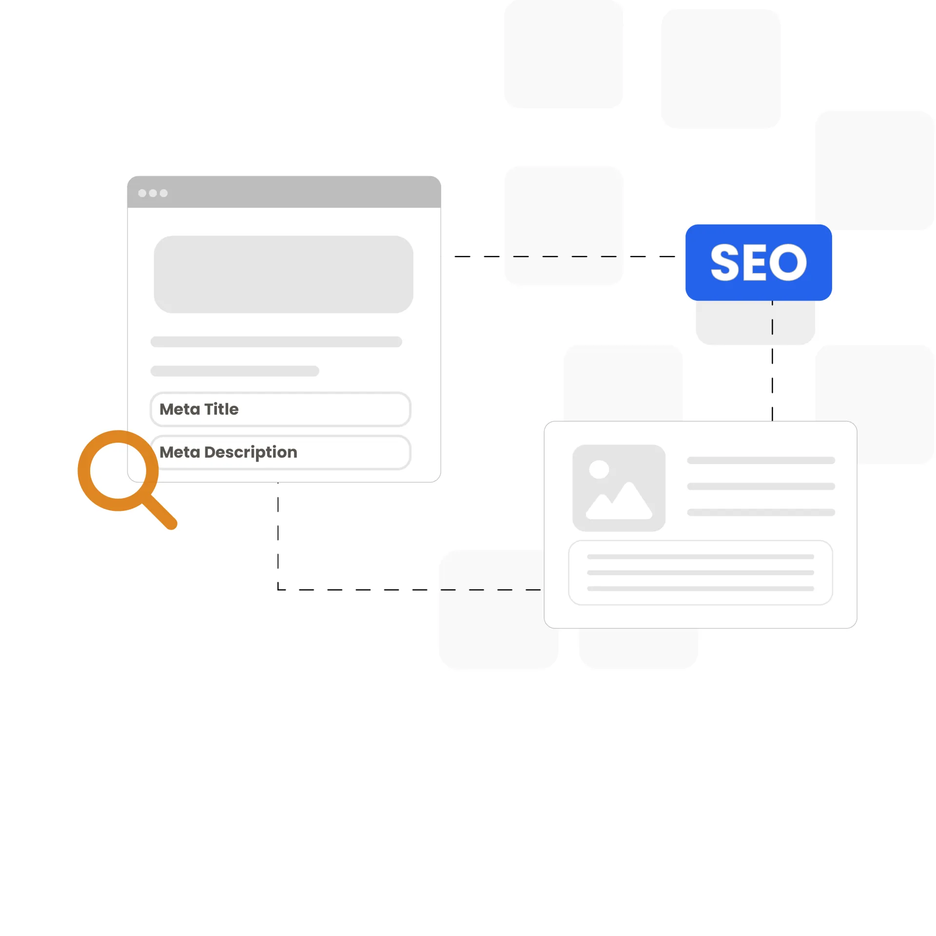 SEO optimization feature in Oniva.io – a no-code AI-powered website builder – showcasing meta title and meta description tools to improve search engine rankings and drive organic traffic.