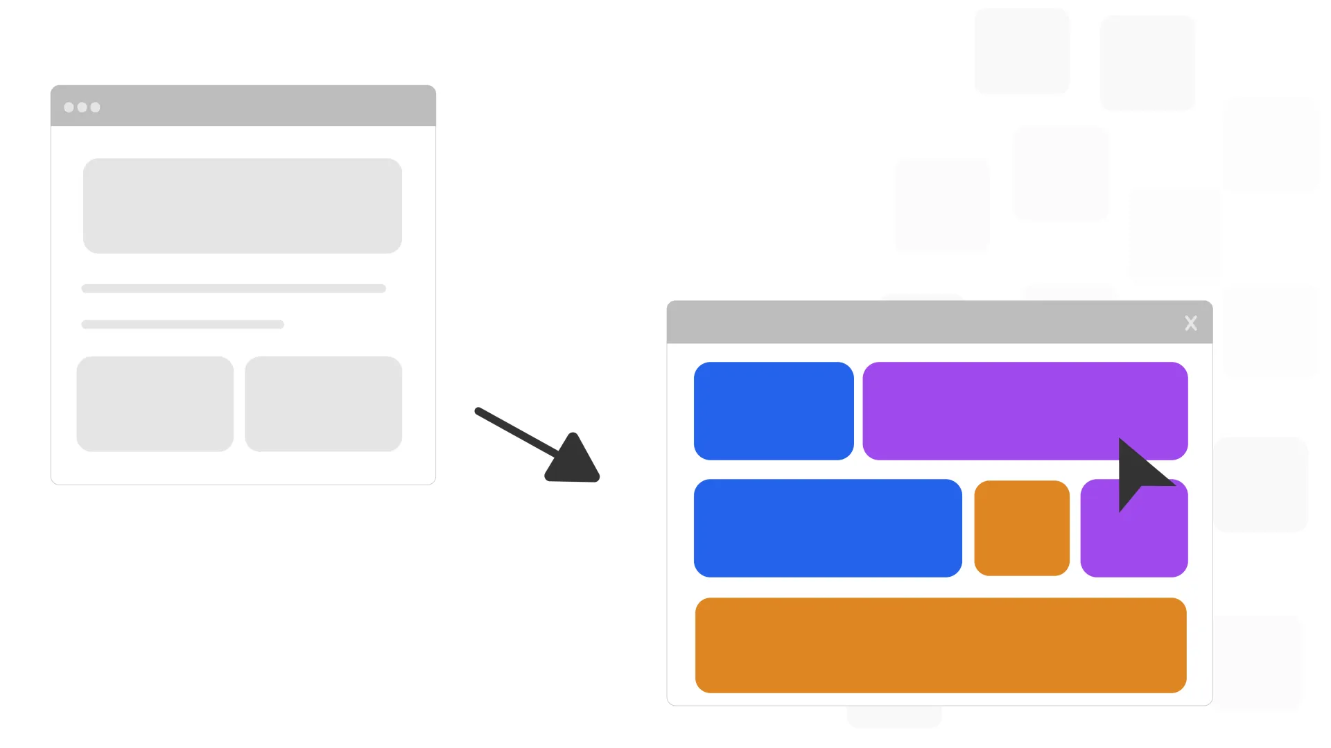 Oniva.io website builder feature showing how users can start with ready-made layouts or build their site structure block by block.