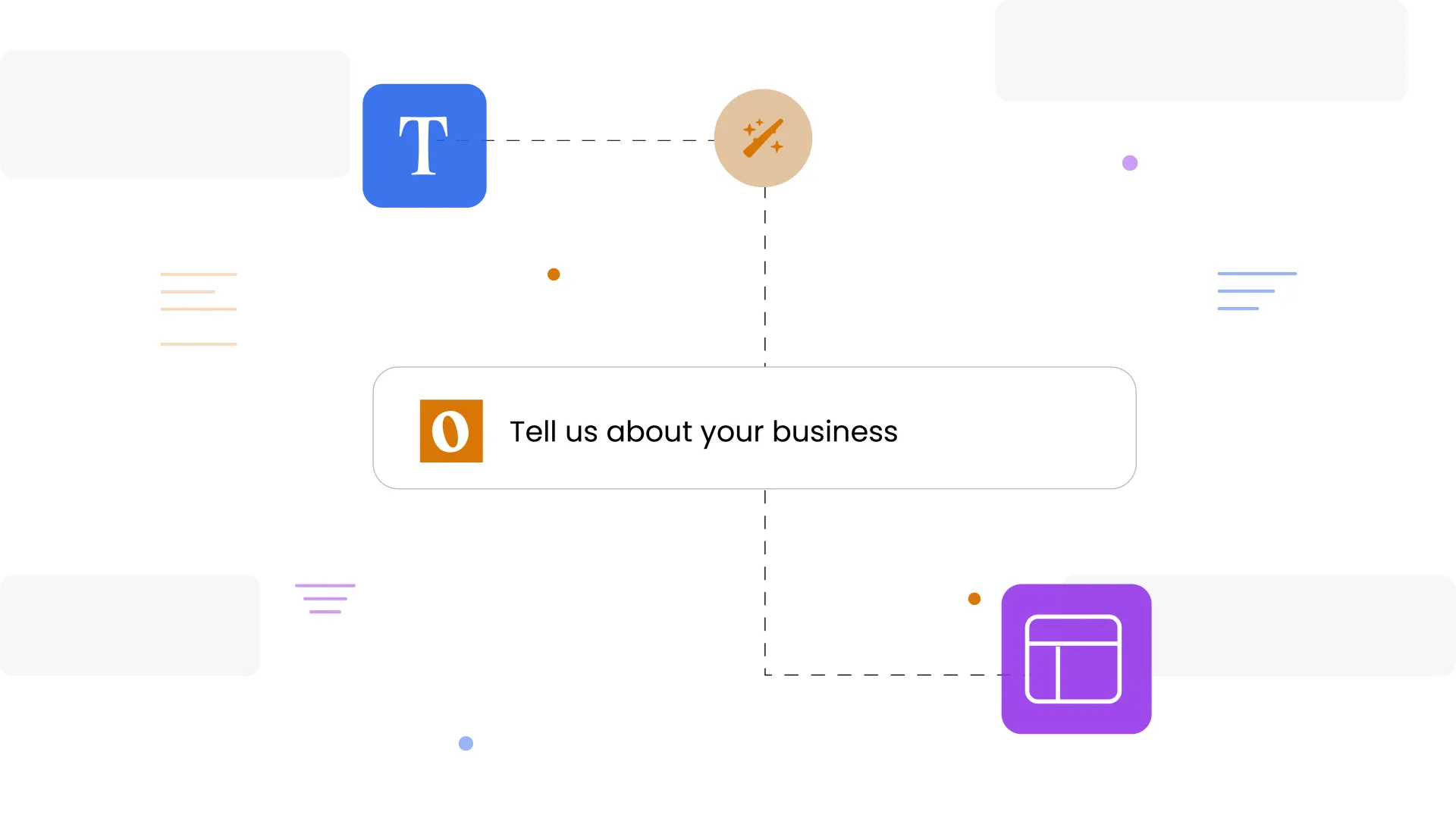 Oniva.io AI-powered no-code website builder asking business details to generate personalized site content, design, and layout automatically.