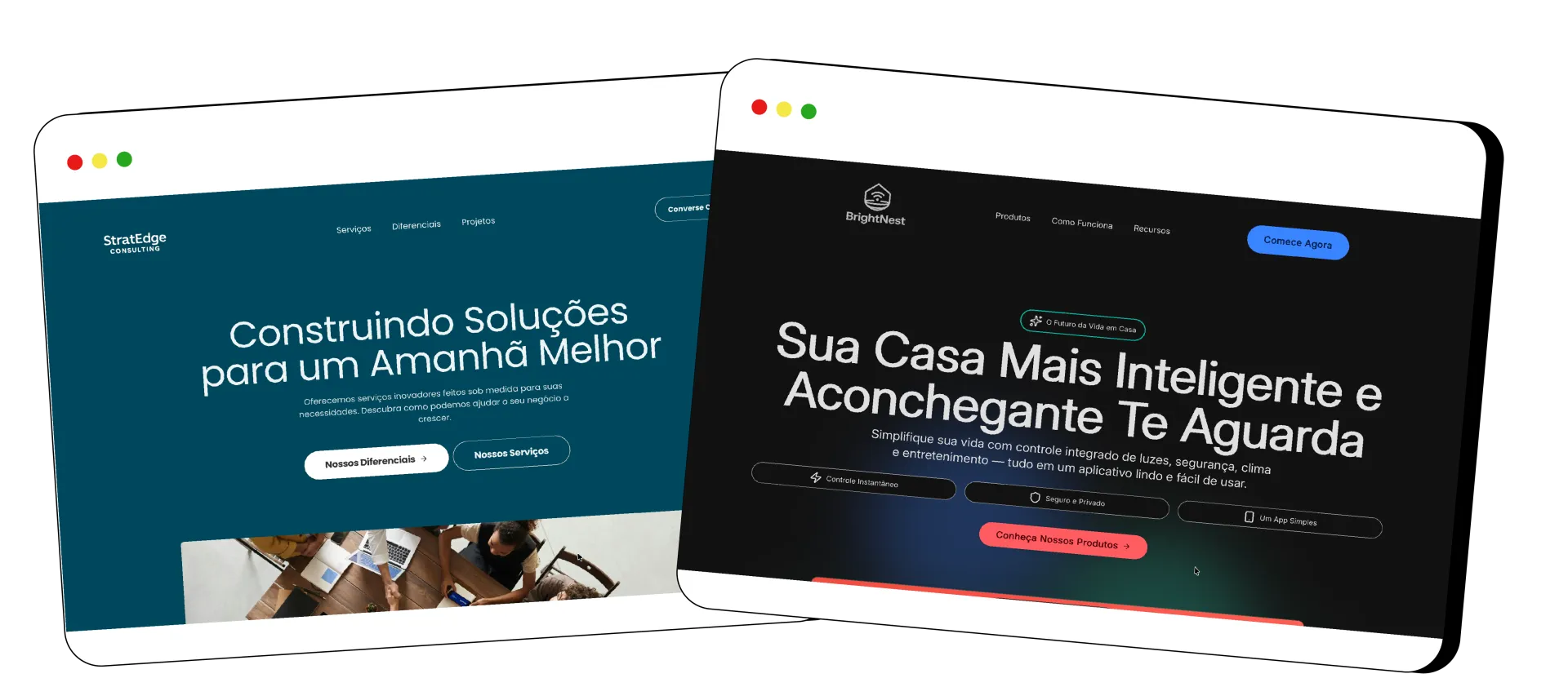 Modelos do construtor de sites sem código da Oniva.io, mostrando diferentes designs profissionais para negócios, consultorias e projetos criativos.